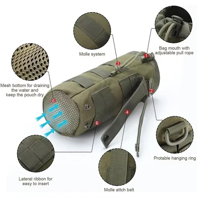 Hunting Water Bottle Kettle Carrier Tactical Molle Water Bottle Bag Pouch Holder Outdoor Travel Camping Hiking Cycling Fishing