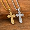 Vnox Stainless Steel Zircon Cross Pendant Necklace with Box Chain for Women Men, Christian Hip Hop Cross Necklace Jewelry Gifts