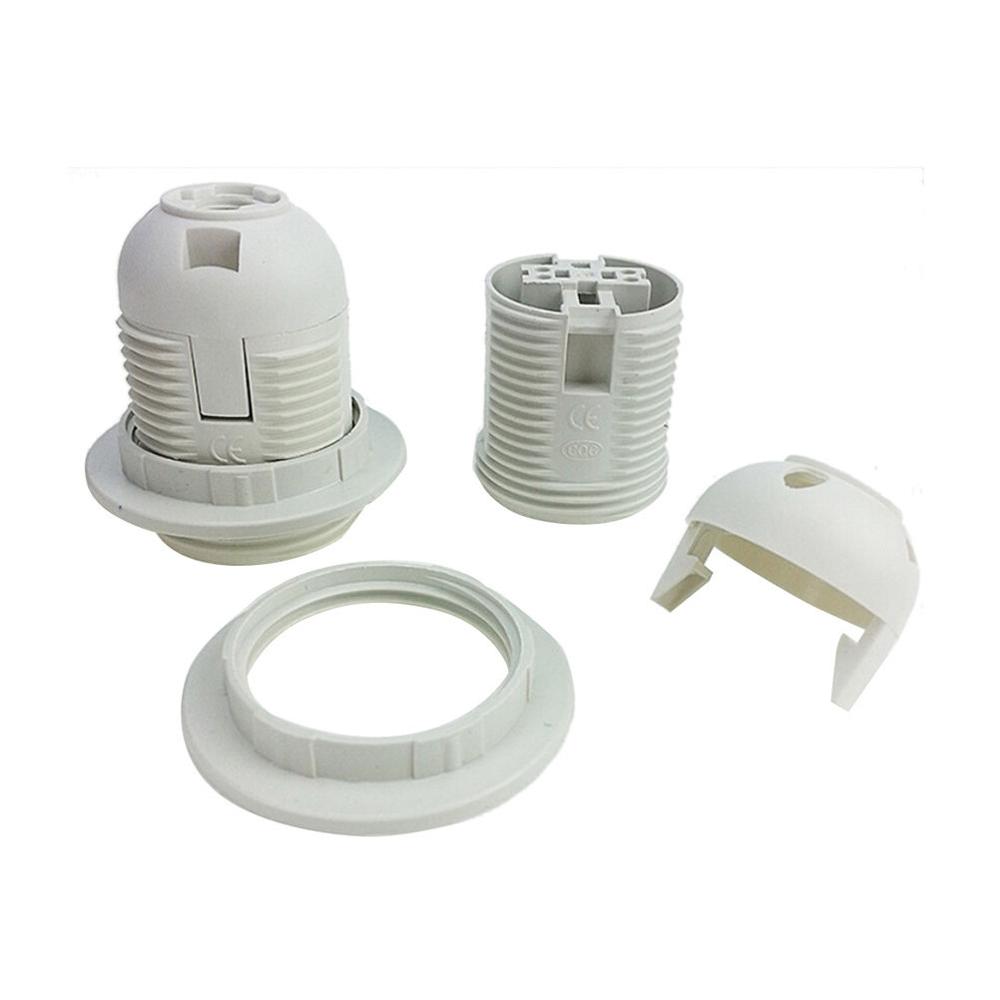 

Bulb Base Plastic Full Screw Lamp Holder Pendant Socket Lampshade Ring for E27 Light Bulb White Black 1PC 250V 4A E27 Light білий