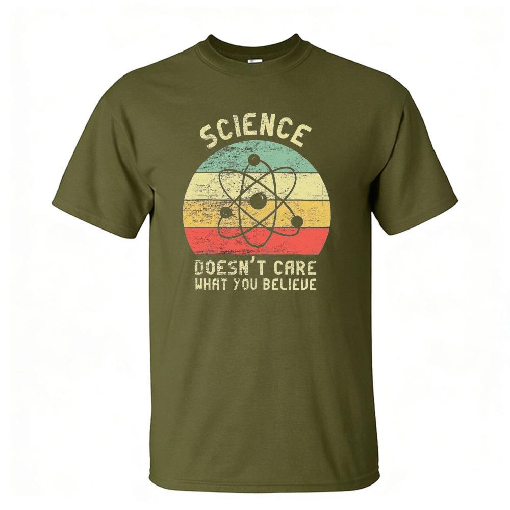 Science Doesnt Care What You Believe Summer Unisex Cotton Tshirts Distressed Rainbow Striped Circle Print Scientist Holiday Tee