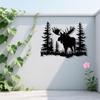 1pc Metal Wall Art Moose Pine Tree Wilderness Nature Decor Weatherproof Holiday Gift