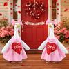 Valentine's Day Goose Costume for 23 Inch Porch Goose Soft Pink Heart Design Goose Suit with Bow Outdoor Garden Lawn Decoration