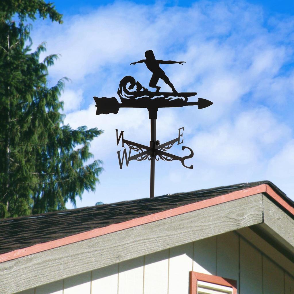 Iron Weather Vane, Roof Fence Mount , Wind Direction Indicator for Farmhouse Ornament Measuring