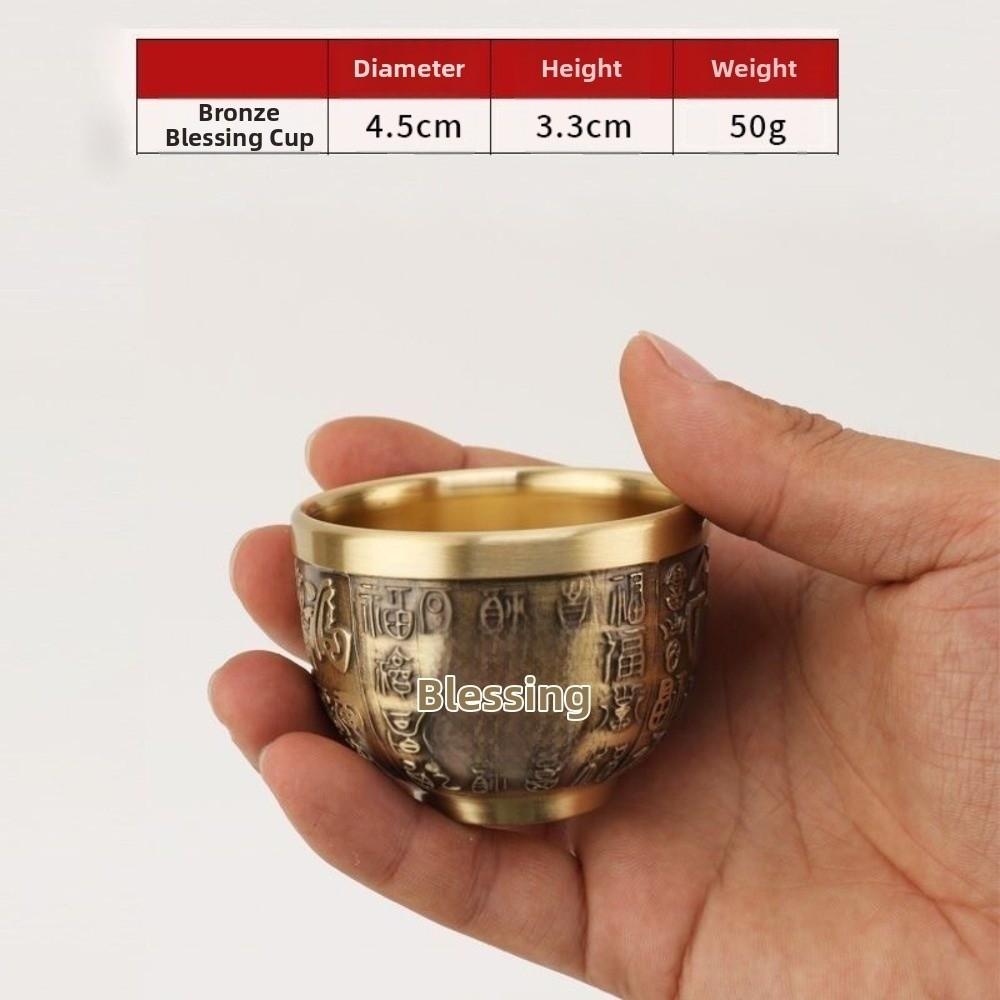 Vintage Retro Dragon Phoenix Cup Traditional Feng Shui Hundred Blessings Cup Desktop Ornament Gold Millet Cylinder Home Decor