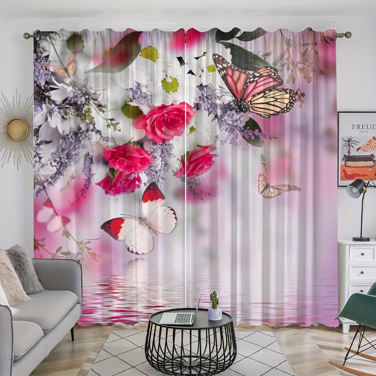 

2 шт. Шторы с принтом клевера и полевых цветов в акварельном стиле, шторы с кулиской для гостиной, спальни, домашнего декора (50Wx50H)x2(CM)&Grommet Top