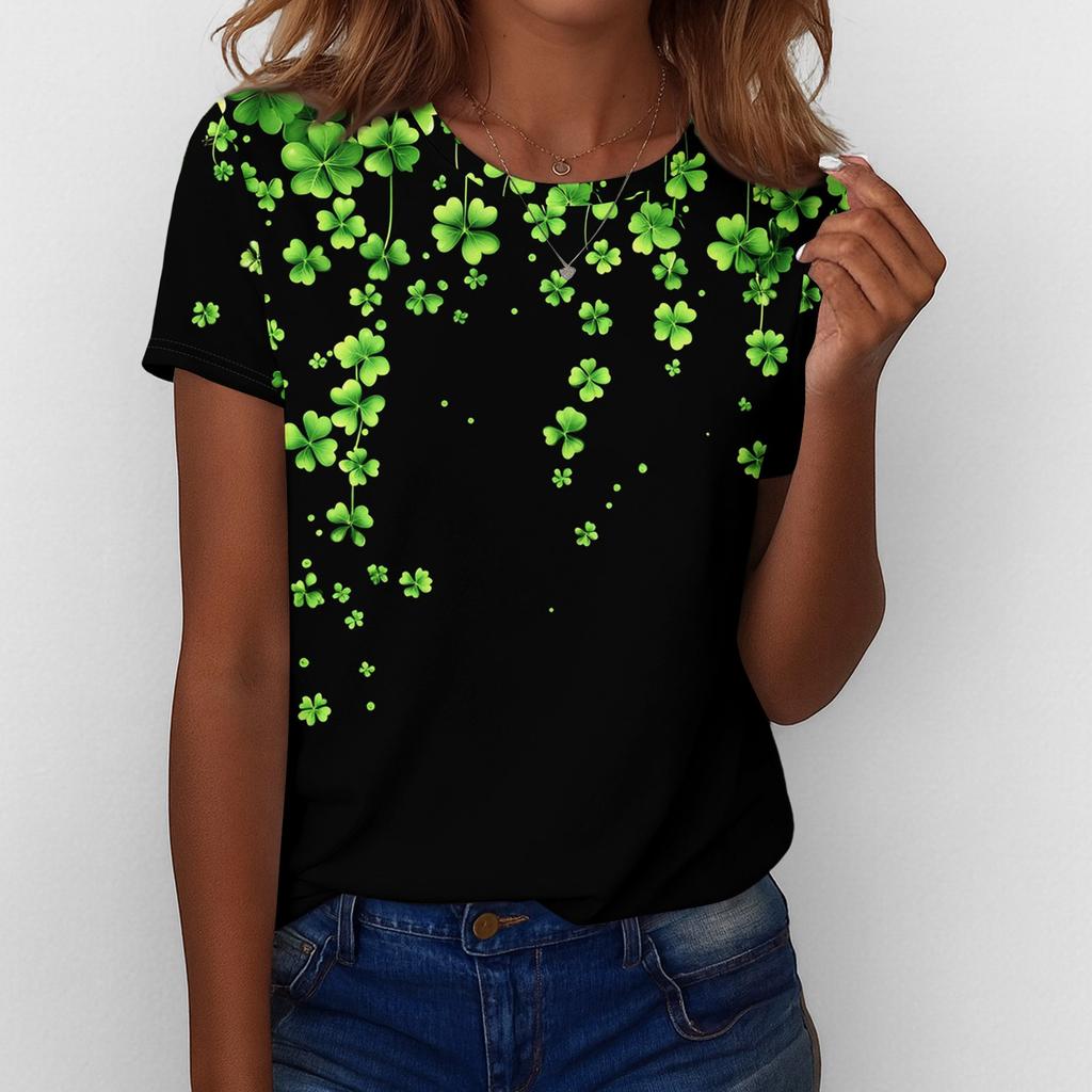 Women's T Shirt Tee Print Short Sleeve Daily Weekend Fashion Basic Regular Top  St. Patrick's Day