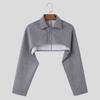 INCERUN Menn Lapel Collar Langermet Fleece Crop Topper Kåper