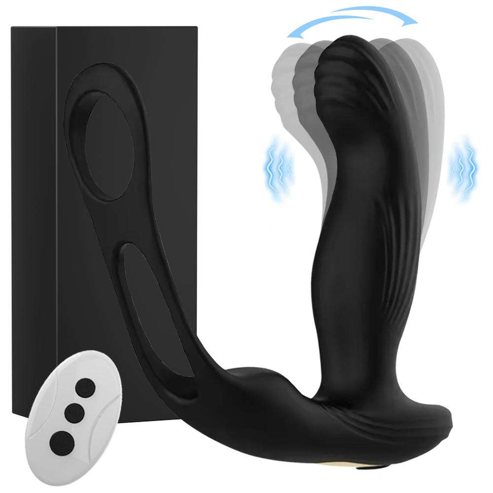 3-IN-1 Draadloze Controle Verwarmende Schommelende Vibrator Dildo Dubbele Penis Ring Mannen Prostaat Massager Volwassen Seks Speelgoed Koppels Masturbator 10 Vibratiestanden