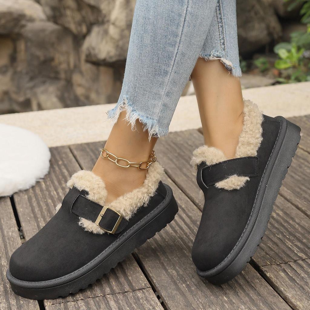 Women's Winter Plus Size Casual Flat Slip-On Snow Boots Low-Top Slip-On Outdoor Wear