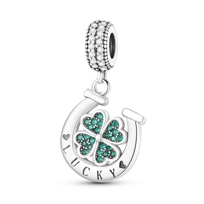 Diy Women Jewelry Gifts Lucky Four-Leaf Clover Heart Charm Beads Fit Original European Bracelets Necklace Accessories