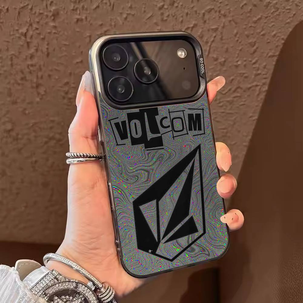 Volcom sport style  Phone Case For iPhone 17,16,15,14,13,12,11,Pro Max,Plus black Candy Silver Cover