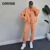 Autumn and Winter Women's Plus Size Solid Colour Lapel Long Sleeve Sweatshirt Fashion Casual Long Pants Suit