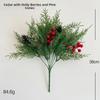 Fake Red Berry Artificial Norfolk Pine Branches Elegant Realistic Christmas Pine Needles Plastic Green Artificial Plastic Plants