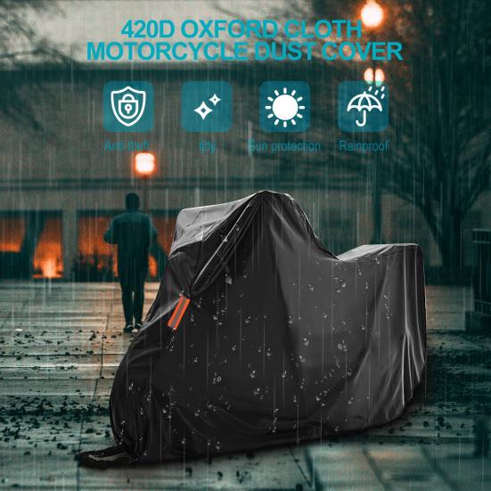 Pokrowiec na motocykl Tkanina Oxford 420D Wodoodporny Zewnętrzny Schron Ochronny na Skuter z Otworami na Zamek