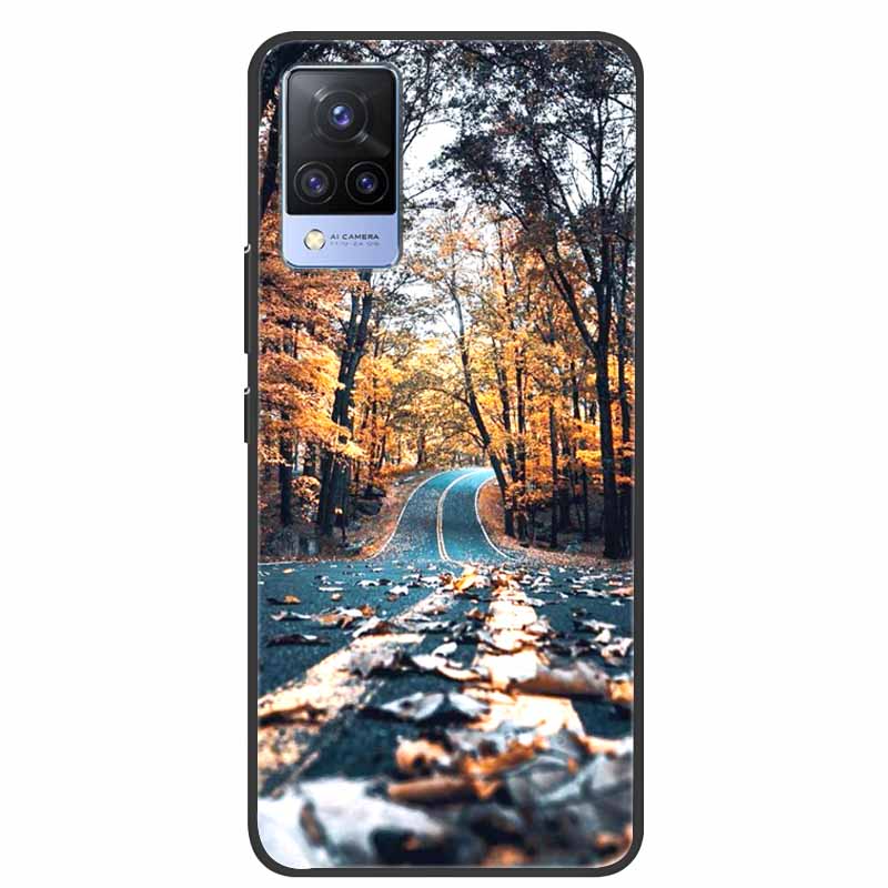 For Vivo S9 V21 V21e Case Black Silicone Back Cover Case For Vivo V21 S9 V21e Phone Cases Cover V 21 e S 9 Funda Coque Cartoon