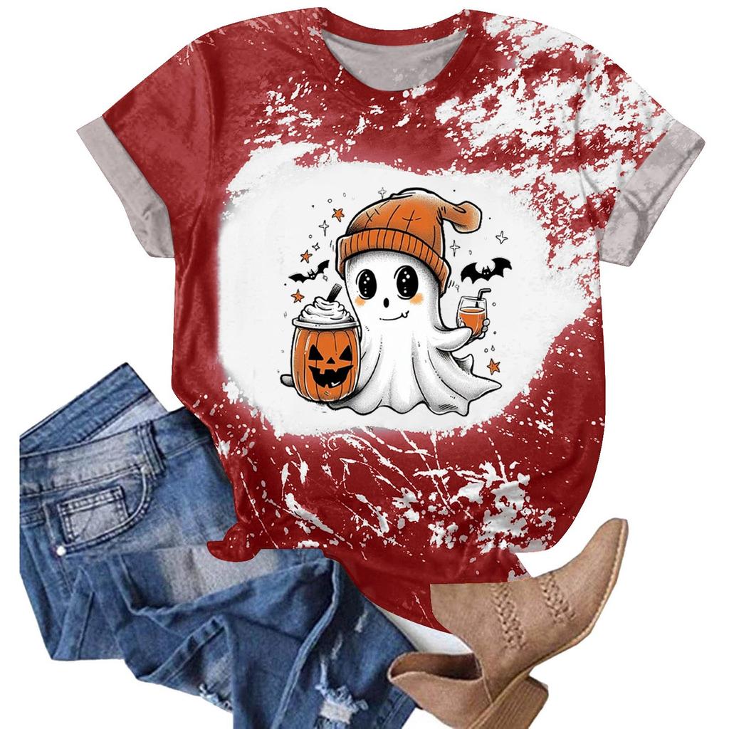 Halloween Shirts for Women Cute Shirt Fall Tshirt Gradient Graphic Tees Casual Short Sleeve Tops