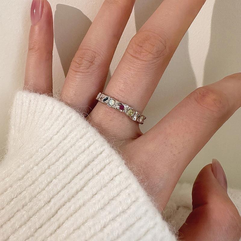 Stone Opal Fashionforward Colorful Ring Adjustable Design For Women Modern