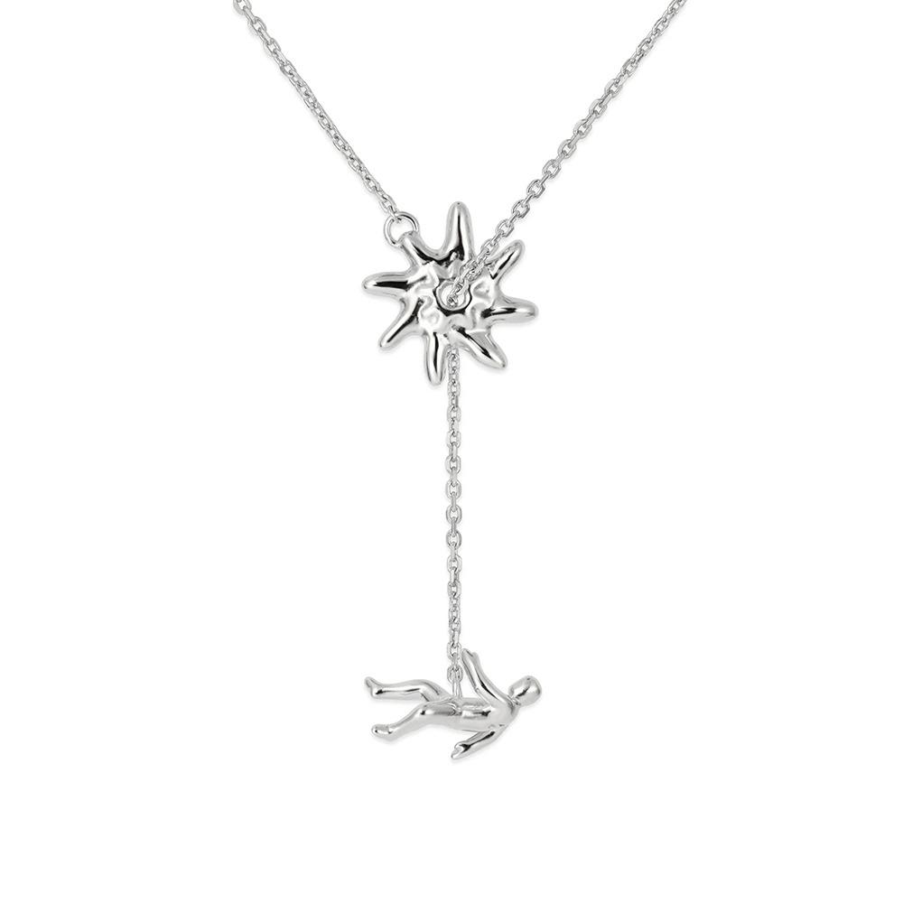 

New Perseverance Symbol Man Necklace Personality Silver Color Pendant Necklace Gold Color Simple Jewelry Accessories серебряный