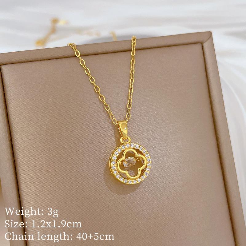 Copper Micro-Inlaid Cross Fashionable Light Luxury Temperament Gorgeous Full Diamond Necklace Female Versatile Collarbone Chain Titanium Steel