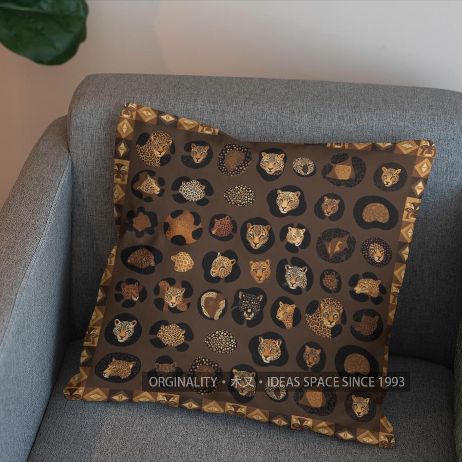 2D Geometric & Leopard Pattern Throw Pillow Pattern Cushion Cover Suitable For Sofa Bedroom Car Pillow Cover