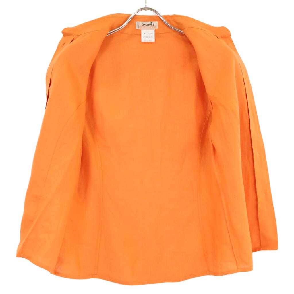 Hermes Camisas de manga corta 100% lino tops 38 NaranjaUsado