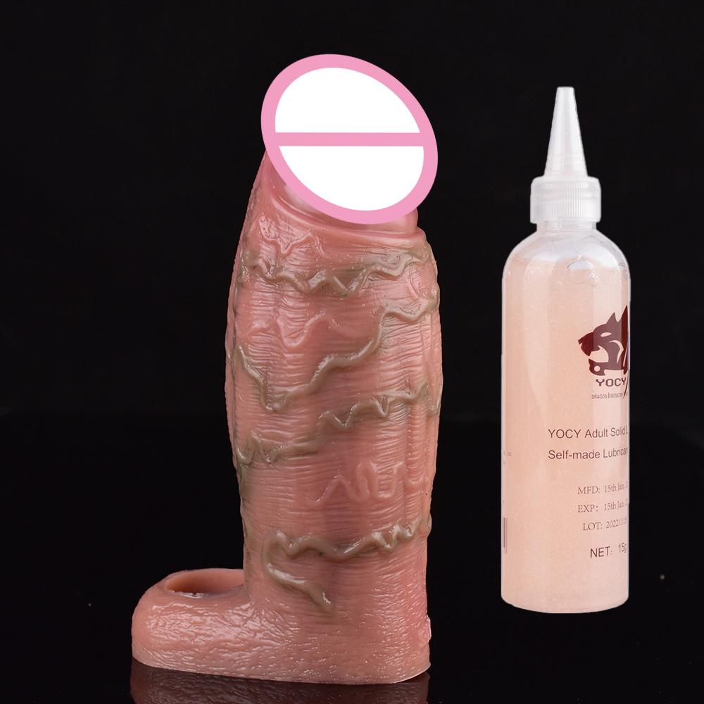 SXXY Büyük Sıvı Silikon Gerçekçi Penis Kollu Erkekler Için Dick Büyütme Cilt Duygu Yetişkin Erkek Seks Oyuncak Gecikme Boşalma
