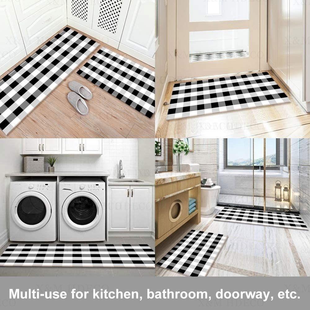 1PC Checkerboard Pattern Kitchen Rugs Non-Slip Door Mats Pop Design Living Room Rugs Bath Mat Carpet for Home Sink Laundry Decor