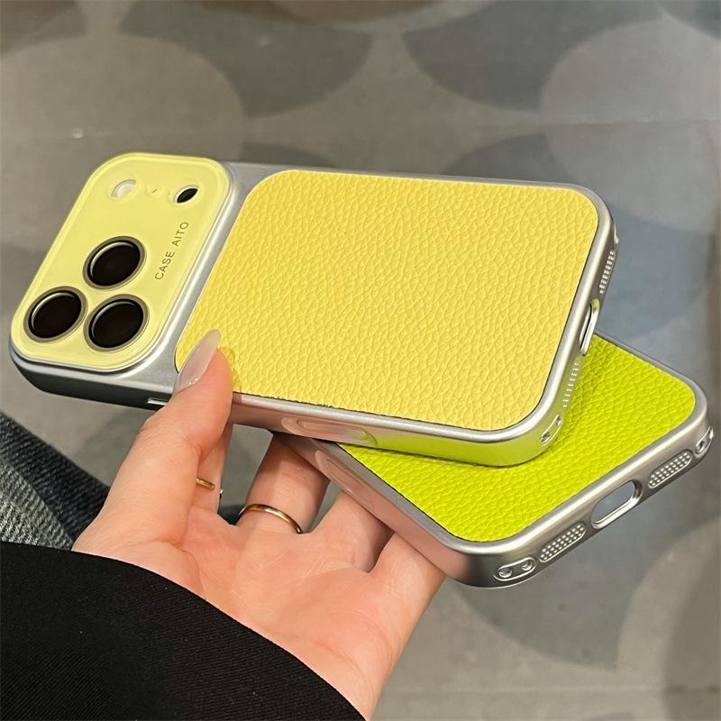 Lychee Pattern iPhone 17 Pro Max Case, Compatible with Apple 14 to 17, Large Window Design for Cross-Border Appeal.