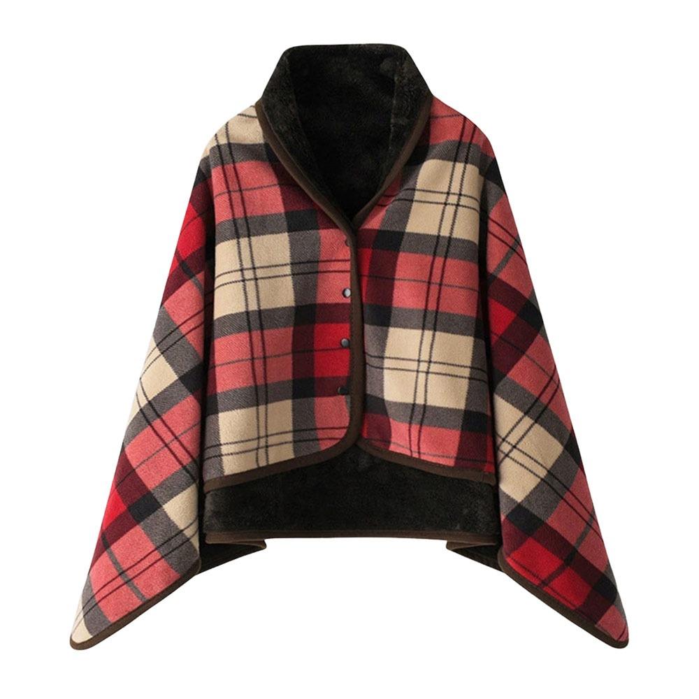 Keep Warm Wearable Shawl Blanket Winter Thick Plaid Blanket  for Women and Office Use