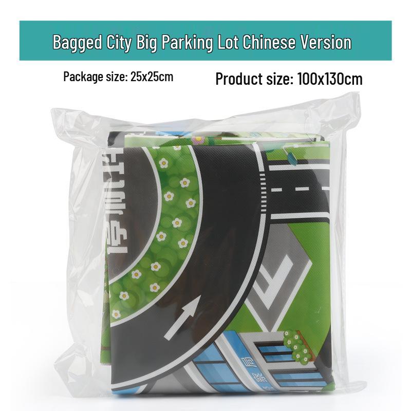 Children's City Traffic Play Mat with Small Alloy Cars - 130x100