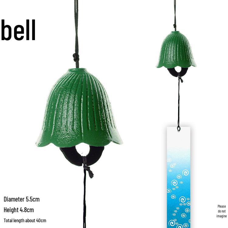 

Japanese Cast Iron Wind Chime with Floral Bells - Decorative Hanging Ornament