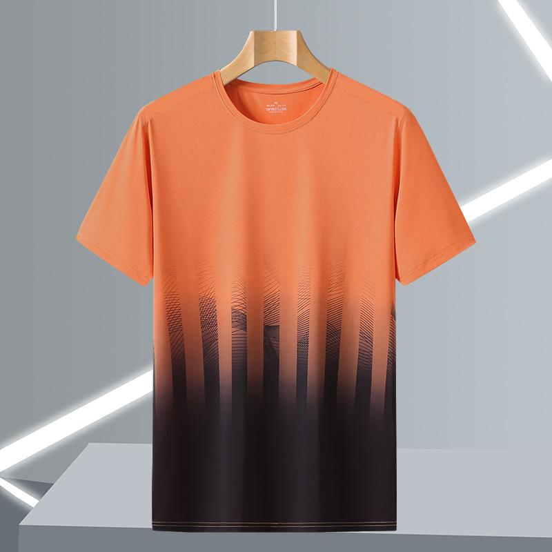 Men's Summer Gradual Round-neck T-shirt Plus Size Loose Casual Trend Short-Sleeve Quick-drying Comfortable Soft T-shirt