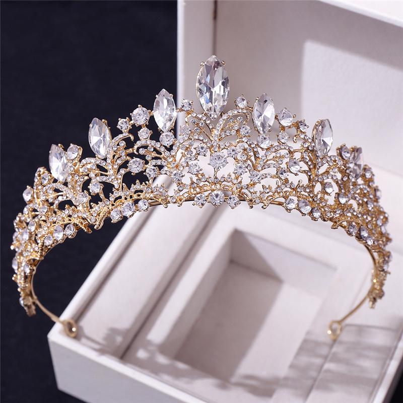 Baroque Gorgeous Crystal Red Tiaras Princess Crown for Prom Diadem Bride Headdress Queen Bridal Wedding Crown Hair Jewelry