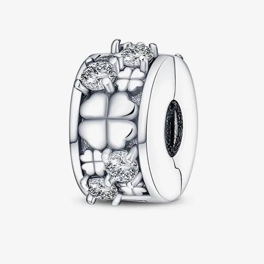 New In Color Zircon Angle Round Clip Bead Fit Pan Original Bracelet Women Copper Safety Chain Jewelry Gift