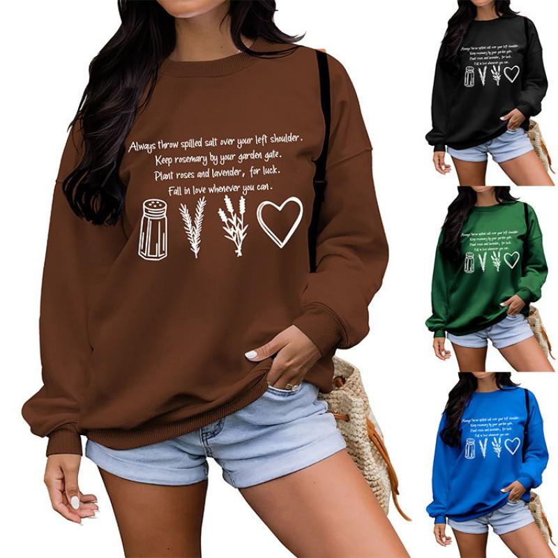 Womens Oversized Cotton Blend Hoodie Sweatshirt With Graphic Print Winter Casual Wear