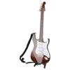 Miniature Electric Guitar Model Wooden Mini Figurine Toy with Stand Case Home Decor 24cm White
