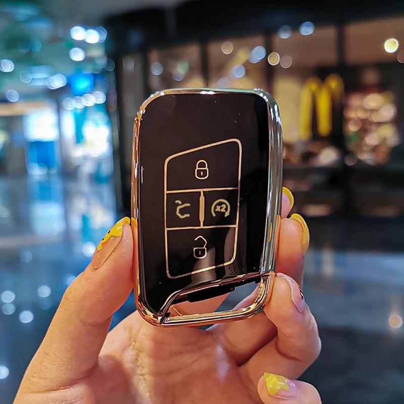 

4 Button Tpu Smart Key Case Cover For Volkswagen Vw Atlas Tiguan Golf 7 Magotan Fob Remote Holder Shell Keychain