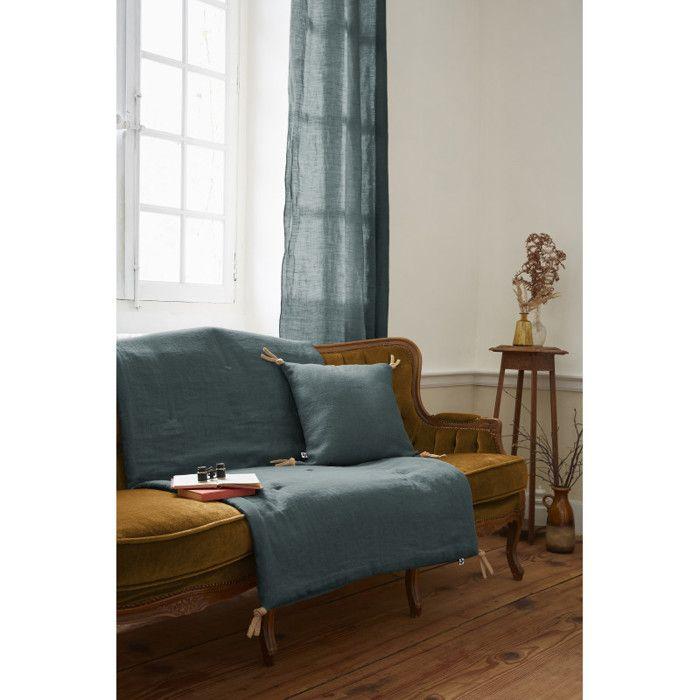 Edredon ou Bout de lit matelassé 90 x 200 cm "Soline" Lin lavé - Soline Ardoise
