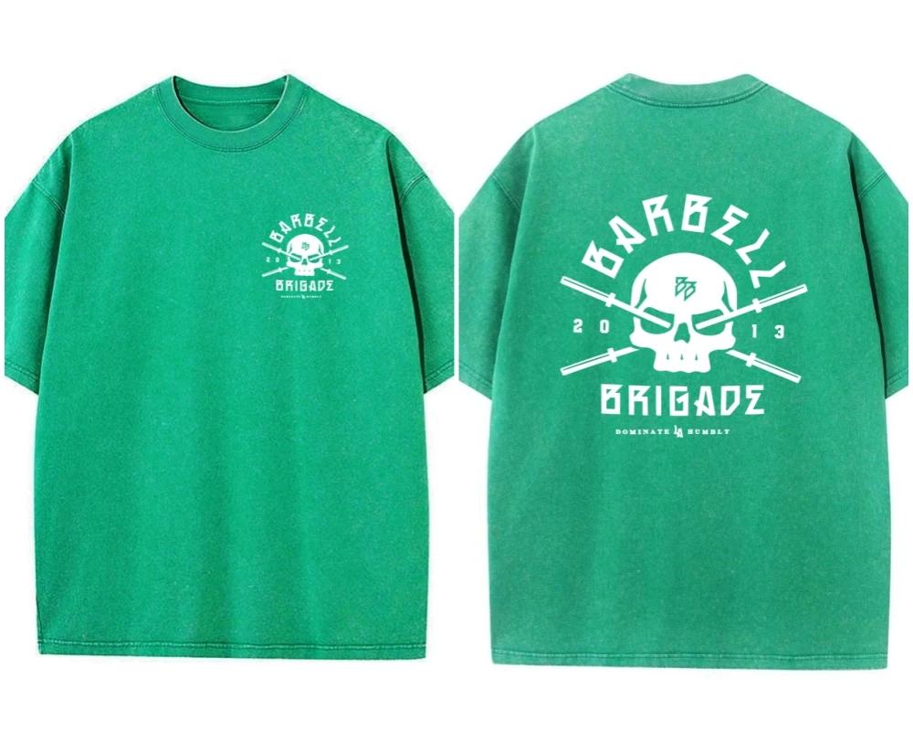 

ФУТБОЛКА BARBELL BRIGADE REBIRTH Выстиранная винтажная 230 г 100% хлопок Футболка Мужская Женская Оверсайз Посадка Тренировочные Беговые Футболки Спортивная одежда S