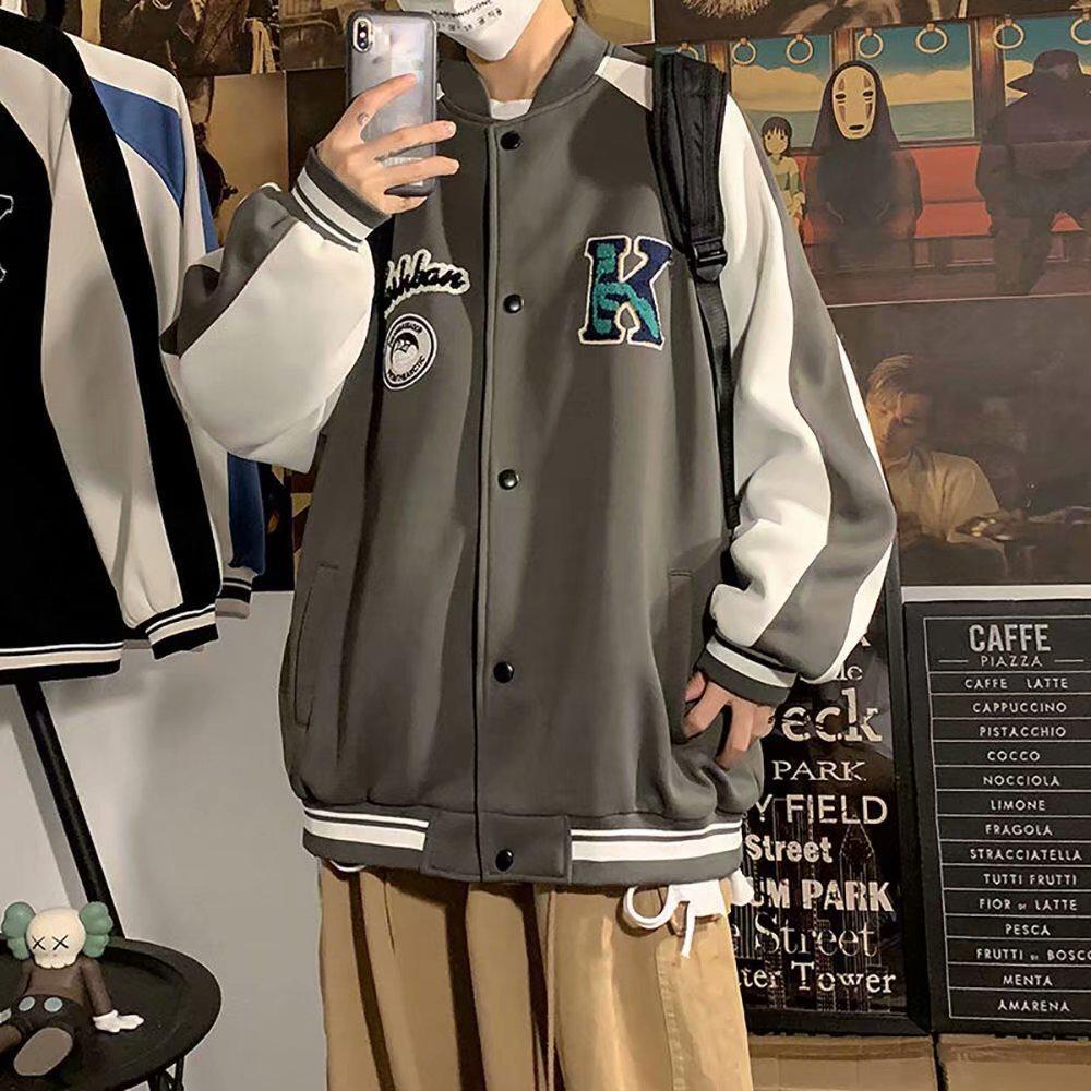 Pánská baseballová bunda v japonském stylu pro jaro 2021 - korejský volný střih pro studenty a páry