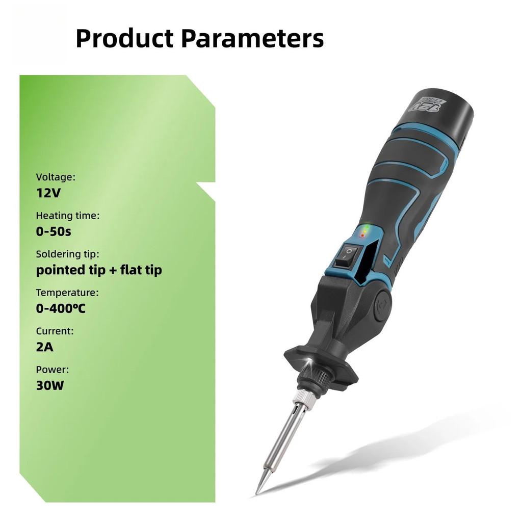 30W 400℃ Cordless Electric Soldering Iron Gun 90° Adjustment Welding Gun For 12V Solder Sucker Heating Remove Power Tool
