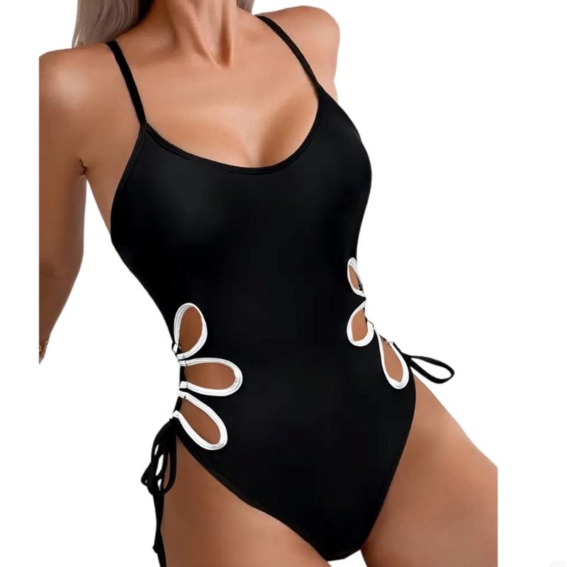Modischer Badeanzug mit Ausschnitt für Damen 1-teiliger Badeanzug Damen Push-Up Badeanzug Cutout Bademode Strandbekleidung