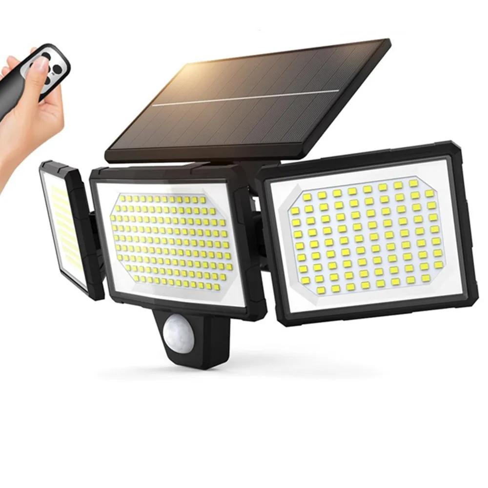 2500LM Solar Lights Outdoor with Motion Sensor,3 Head Wide Angle Street Area Lights, IP65 Waterproof Solar Flood Security Lights