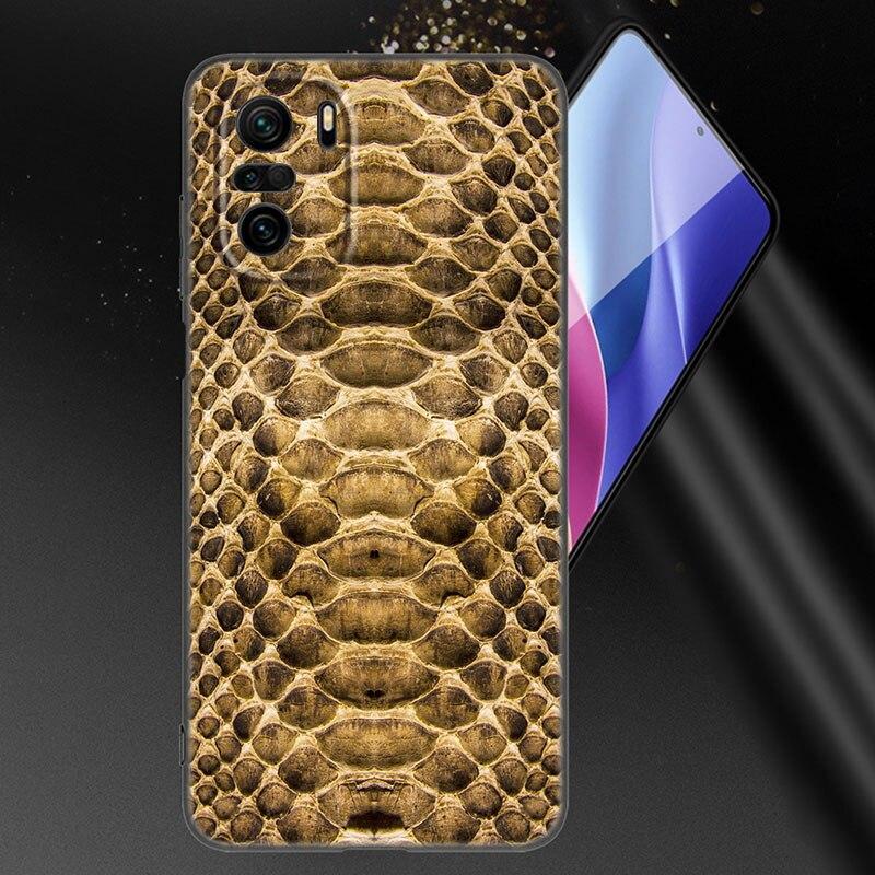 Sexy Python Snake Skin Phone Case For Xiaomi Mi POCO X3 NFC GT M4 M3 12 11T 10T Pro A3 11 Lite NE 5G 12X 11i F3 Soft Black Cover