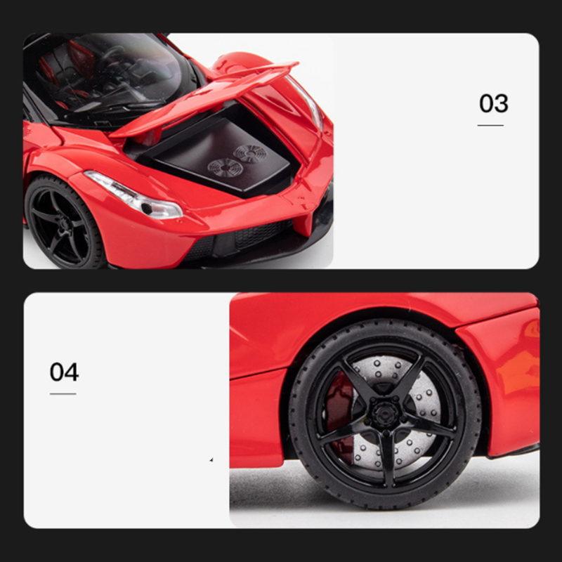 AAYG1 1:24 Laferraris Alloy Sports Car Model Diecasts Metal Toy Racing Vehicles Car Model Simulation Sound Light Collection Kids Gifts