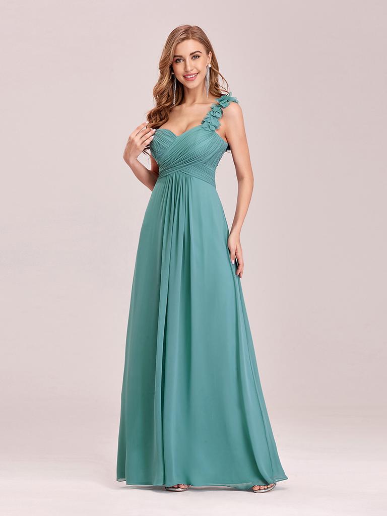 Acquista Ever-Pretty Abiti da damigella d'onore lunghi fino al pavimento in chiffon con vita impero monospalla da donna con decorazione floreale in Italia a partire da 53