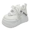 Fashion Women's Dad Shoes 8cm Height Increase Spring Summer New Style Lace Breathable Platform Thick Bottom Net Surface White Shoes