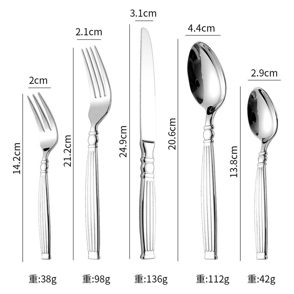 roman column Western Silver Cutlery Set Elegant Striped Handle Tableware Stainless Steel 304 Knife Fork Spoon spoon and fork set