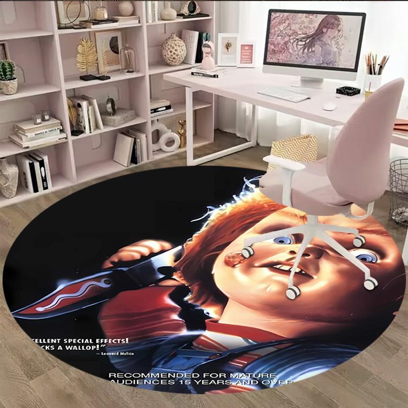 1pc Chucky3 Print Round Carpet Chair Round Carpet Suitable for Bedroom Living Room Home Decorative Carpet