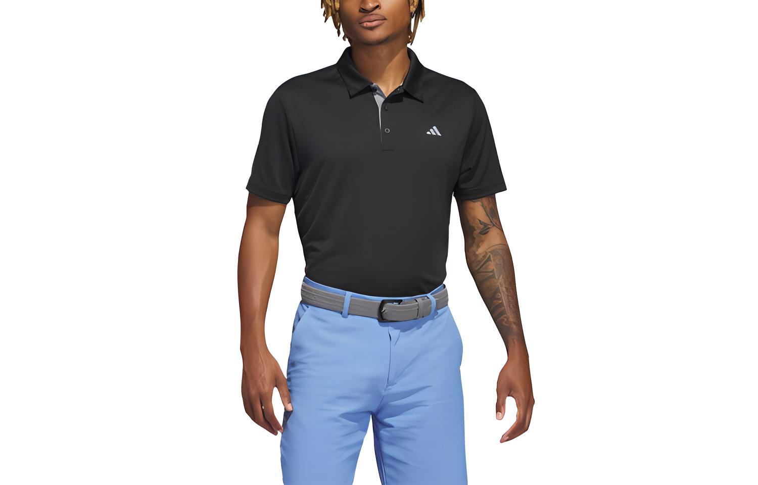 

Adidas Polo Shirts Men s Black Polo Collar Moderate Straight Fit IA5446 L